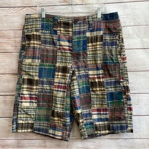 AMERICAN EAGLE LONGER LENGTH MADRAS PATCHWORK SHORTS‎
